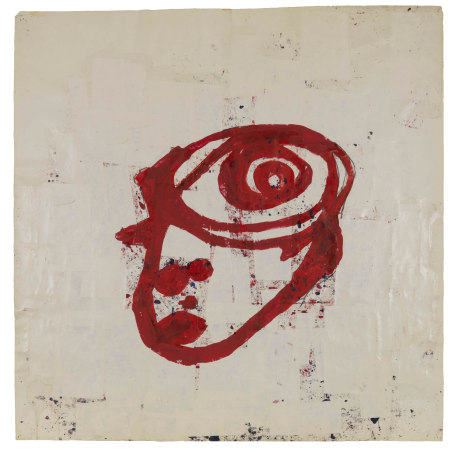 Untitled (Spiral Head), 1983, Graphite, tempera and paper collage on paper
