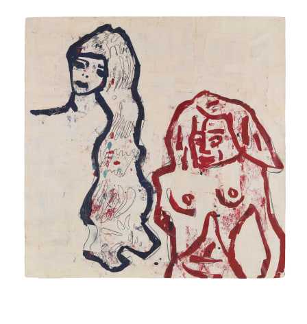 Girl and Bather, 1983, Acrylic, tempera, graphite and paper collage on paper