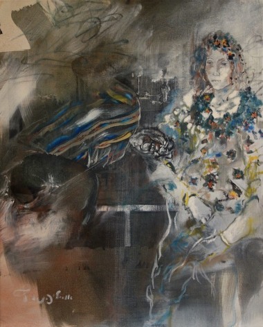 Uri Lifshitz Israeli Artist Woman Oil on Canvas Signed in Hebrew