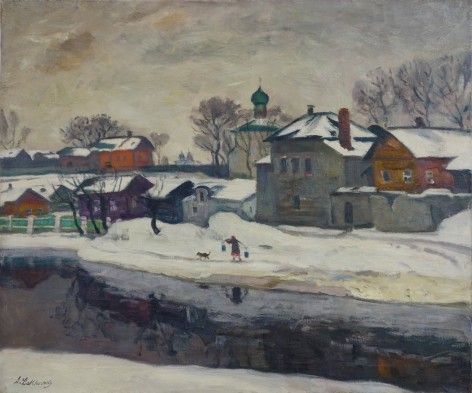 Arnold Lakhovsky Russian Winter Oil on Canvas