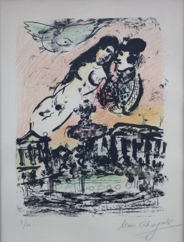 Marc Chagall The Lovers&rsquo; Heaven 1963 Lithograph