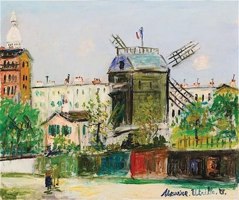 Maurice Utrillo French Montmartre: Le Moulin Oil on Canvas