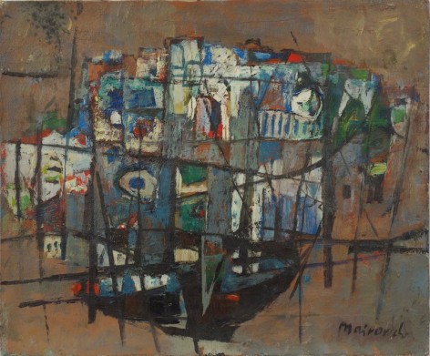 Zvi Mairovich Haifa Port Oil on Canvas