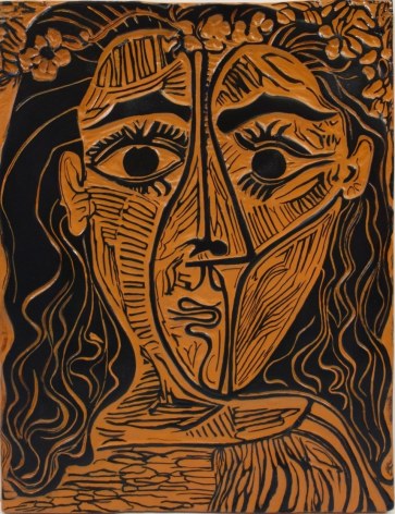 Pablo Picasso Tete de femme a la couronne de fleurs 1964 ceramic