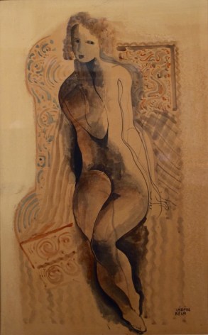 Bela Kadar Hungarian Seated Nude Gouache on Paper Signed