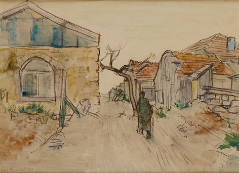 Jakob Steinhardt Israeli Street in Jerusalem Watercolor on Paper