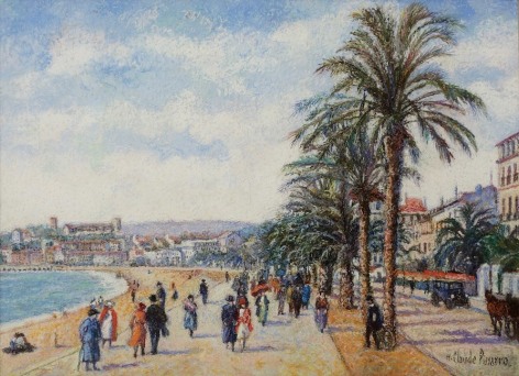 HC Pissarro Les Palmiers De La Croisette (Cannes) Pastel on Paperboard