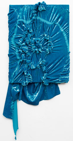 Gaby Collins-Fernandez, Blue Velvet UNFINISHED MOM Painting, 2014, crushed blue velvet, 23 x 16 inches