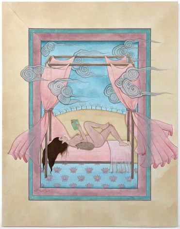 Hiba Schahbaz, Self Portrait (Reading), 2019