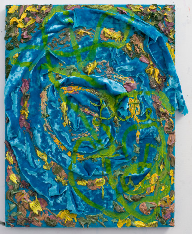 Gaby Collins-Fernandez, Blue Velvet LITE TOUCH, 2014, oil paint on fabric, 21 x 16 inches, &nbsp;