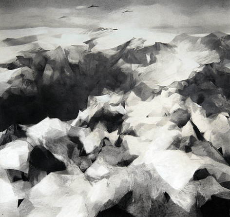 Caleb Nussear,&nbsp;Drones 2,&nbsp;2013,&nbsp;graphite and chalk on paper mounted on sintra,&nbsp;52 x 48 inches
