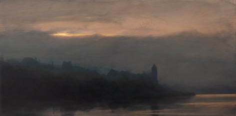 cityscape shoreline sunset