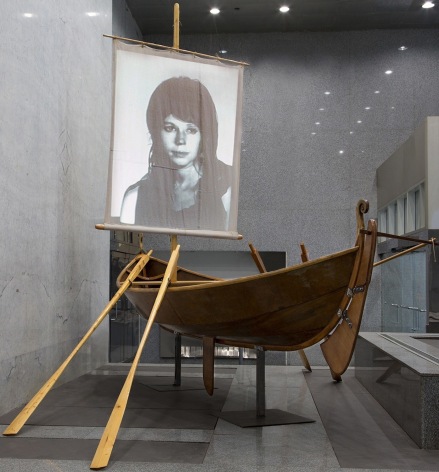 Jessica Segall, Paradise Begins with a Shipwreck, 2013, wood, projector, projection&nbsp;screens, 16 x 12 x 12 feet