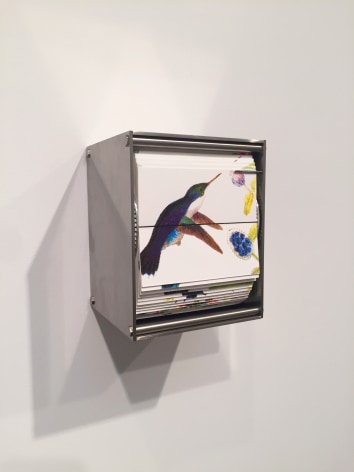 Ornithology P, 2015,&nbsp;color screen print, stainless steel motor &amp;amp; electronics, 5 x 4.25 x 3.75 in.&nbsp;