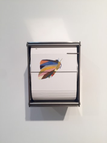 Colorthing, 2015,&nbsp;color screen print, stainless steel motor &amp;amp; electronics, 5 x 4.25 x 3.75 in.