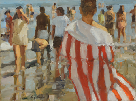 Richard Segalman, Striped Summer Robe, 2010, oil on canvas, 12 x 16 inches