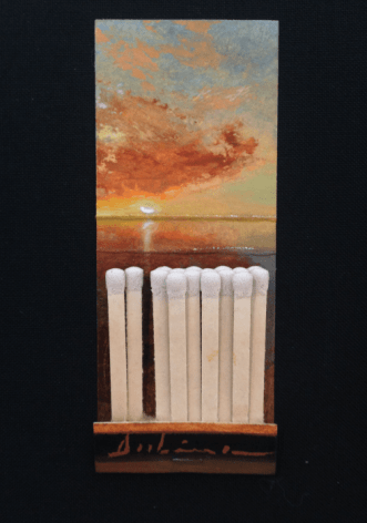 Michael Dubina, Land and Sea (Day 151), 2015, oil on matchbook, 3 3/4 x 1 1/5 inches