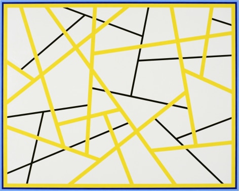 CARY SMITH, Straight Lines #9&nbsp;(yellow - black, with blue border),&nbsp;2015