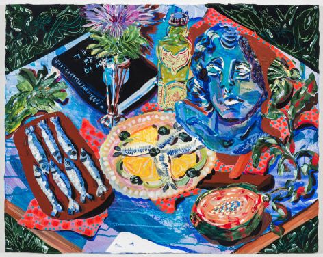 Kate Pincus-Whitney, Feast in the Neon Jungle: Artichokes and Anchovies, 2020