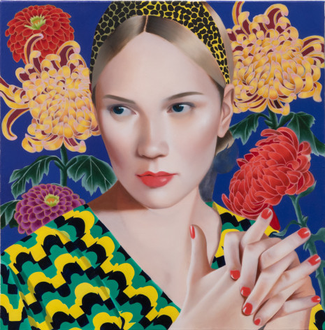 Jocelyn Hobbie, Lapis Blue, Cherry Red, Gold Pom-pom Mums, 2022