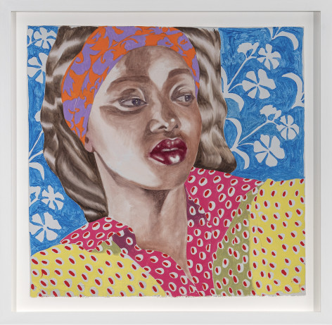 Jocelyn Hobbie, Red Dotted Shirt, Cerulean Background, 2022