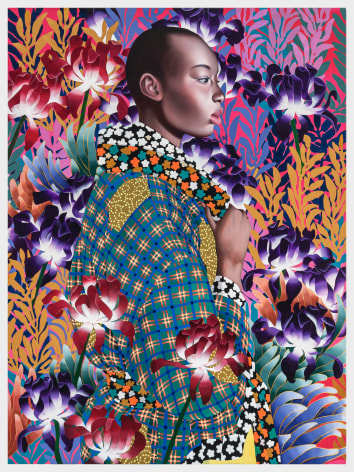Jocelyn Hobbie, Blooms on Fuchsia/Plaid Coat, 2022