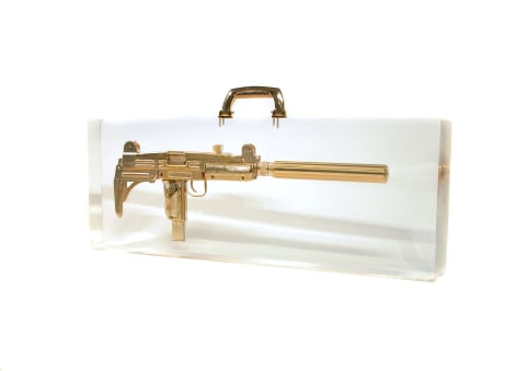 Ted Noten Uzi Mon Amour suitcase, gun, acrylic,