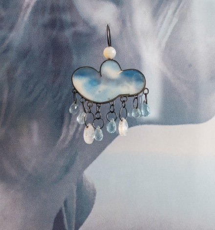 Petra Zimmermann, Austrian jewelry, acrylic, cloud earrings