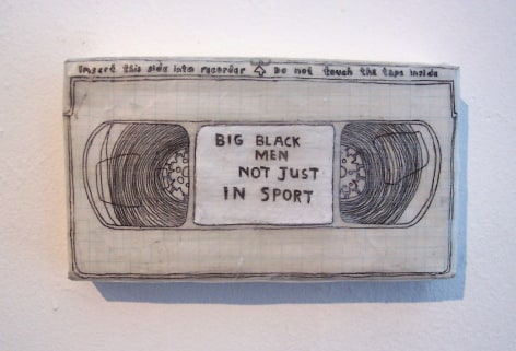 Drawing of VHS tape, titled 'Big Black Men not just in sport'