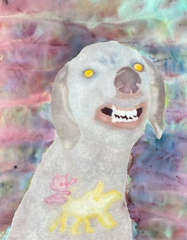 Painting of growling dog