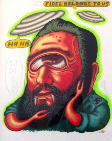 Cartoon of Fidel Castro, with cyclops eye