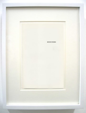 Framed paper cover,reading 'beyond words