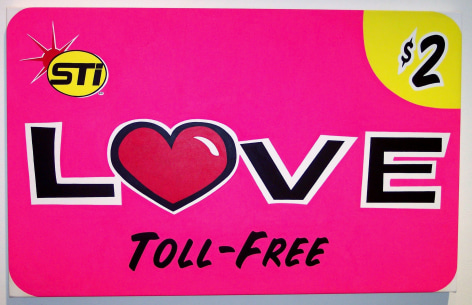 Billboard painting, reading &quot;love, toll free&quot;