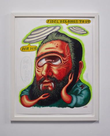 Peter Saul piece, showing Fidel Castro as a cyclops