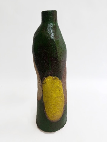 Roger Herman ceramic vase, green and yellow