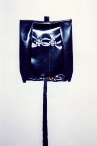 Leather hood with crosses