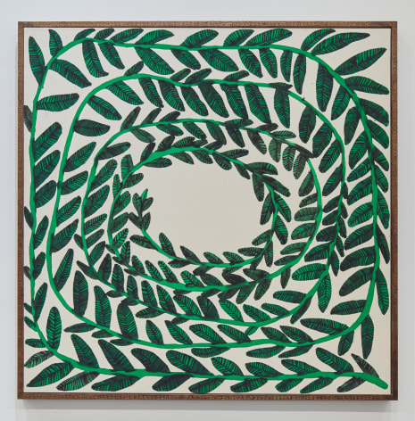 Acrylic painting showing spiraling green vine