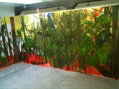 Jungle painting on gallery wall