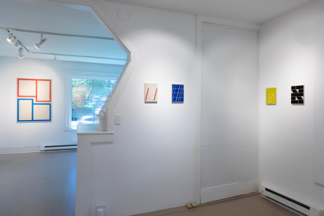 Alain Biltereyst, gallery view of several geometric abstract paintings