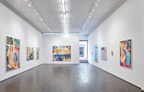 Installation view of oil paintings from Danielle Orchard