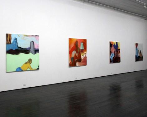 Heidi Hahn solo exhibition, gallery view of four paintings 