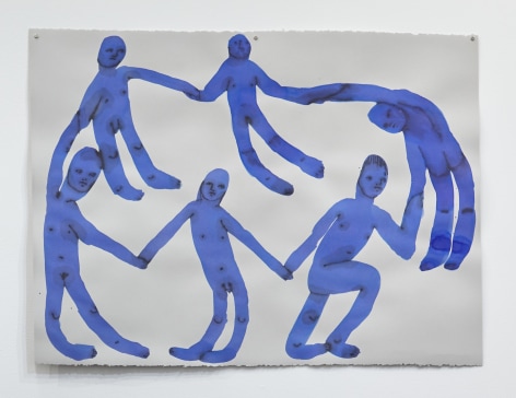 Watercolor drawing of six individuals holding hands in a circle