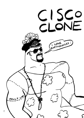 Poster of man in glasses reading 'CISCO CLONE'