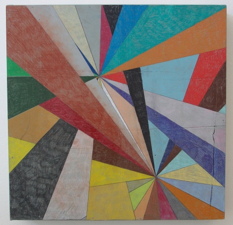 Alicia McCarthy, rainbow pattern on wooden block