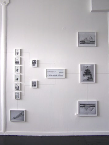 xerox collages mounted together, with lines connecting them