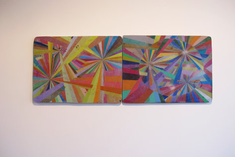 Multicolored abstract works on panels