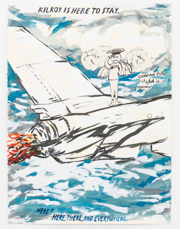 Raymond Pettibon, 'No title (Kilroy is here...),' 2008  Signed and dated verso Pen, ink, gouache and acrylic on paper 30 x 22.25&nbsp;inches (76.2 x 56.5 centimeters)