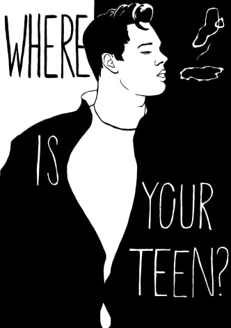 Poster of man's profile, reading 'where is your teen?'