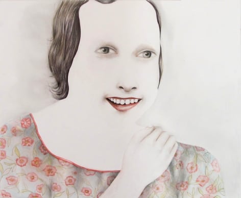 Childlike portrait, woman laughing