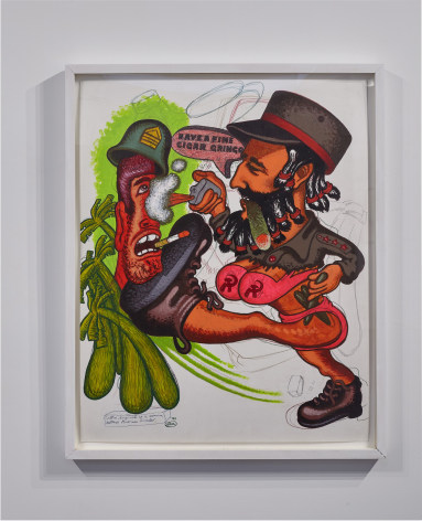Peter Saul piece, showing Fidel Castro and american soldier